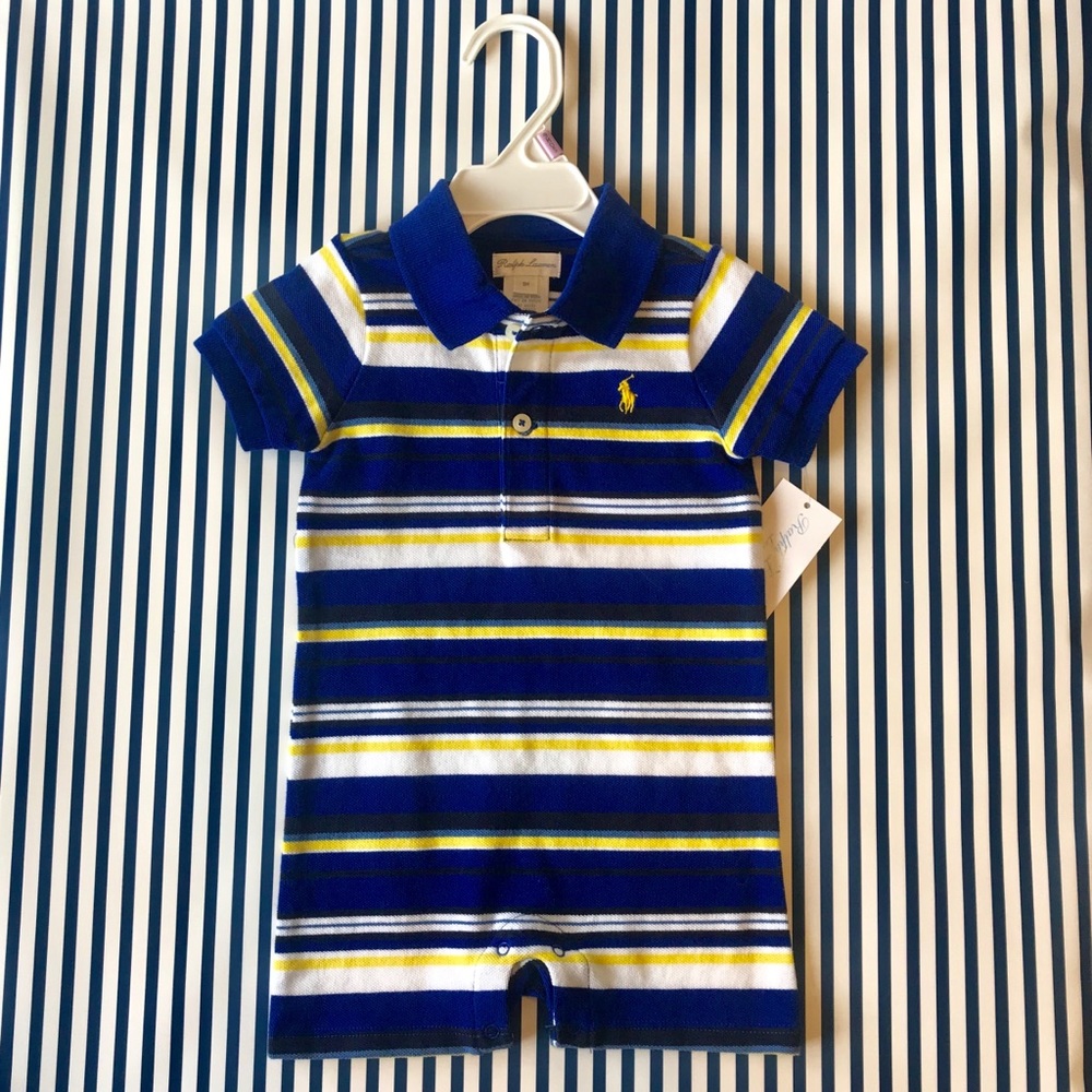 Ralph Lauren polo style striped onesie Size 9M NWT